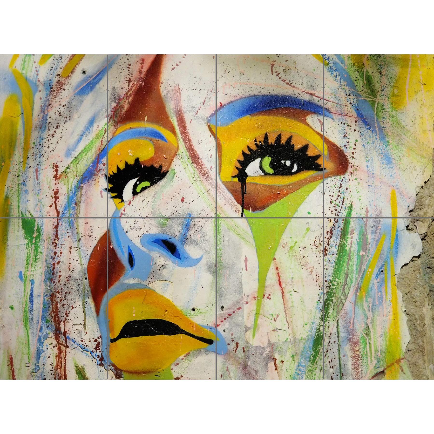 Artery8 Graffiti Woman Face Multicolour XL Giant Panel Poster (8 Sections)