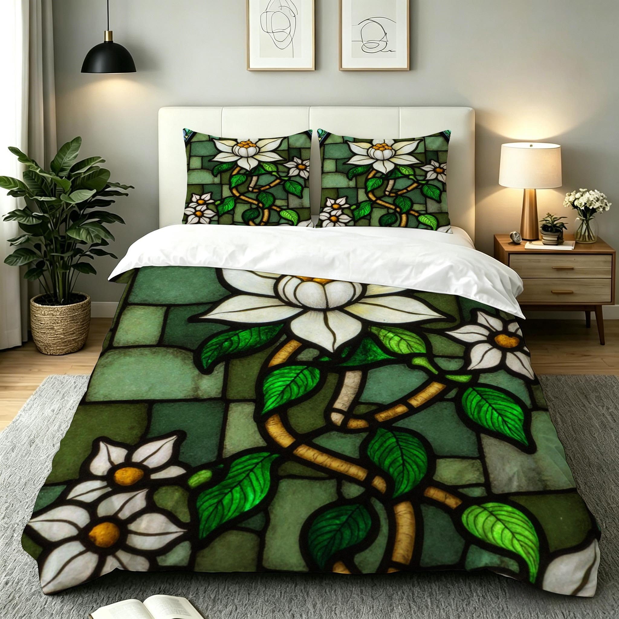 Housse de couette 140x200 bleu vert en microfibre avec 2 taies d'oreiller pour lit enfant AW6860