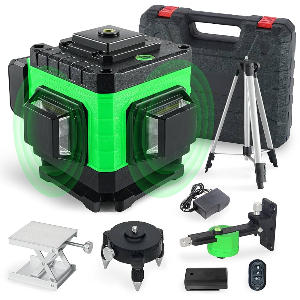 12ライン グリーン レーザー墨出し器/3D墨出し機  水平器墨出器/受光器付き 墨出し器 12ライン レーザー墨出し器 水平器 グリーンレーザー