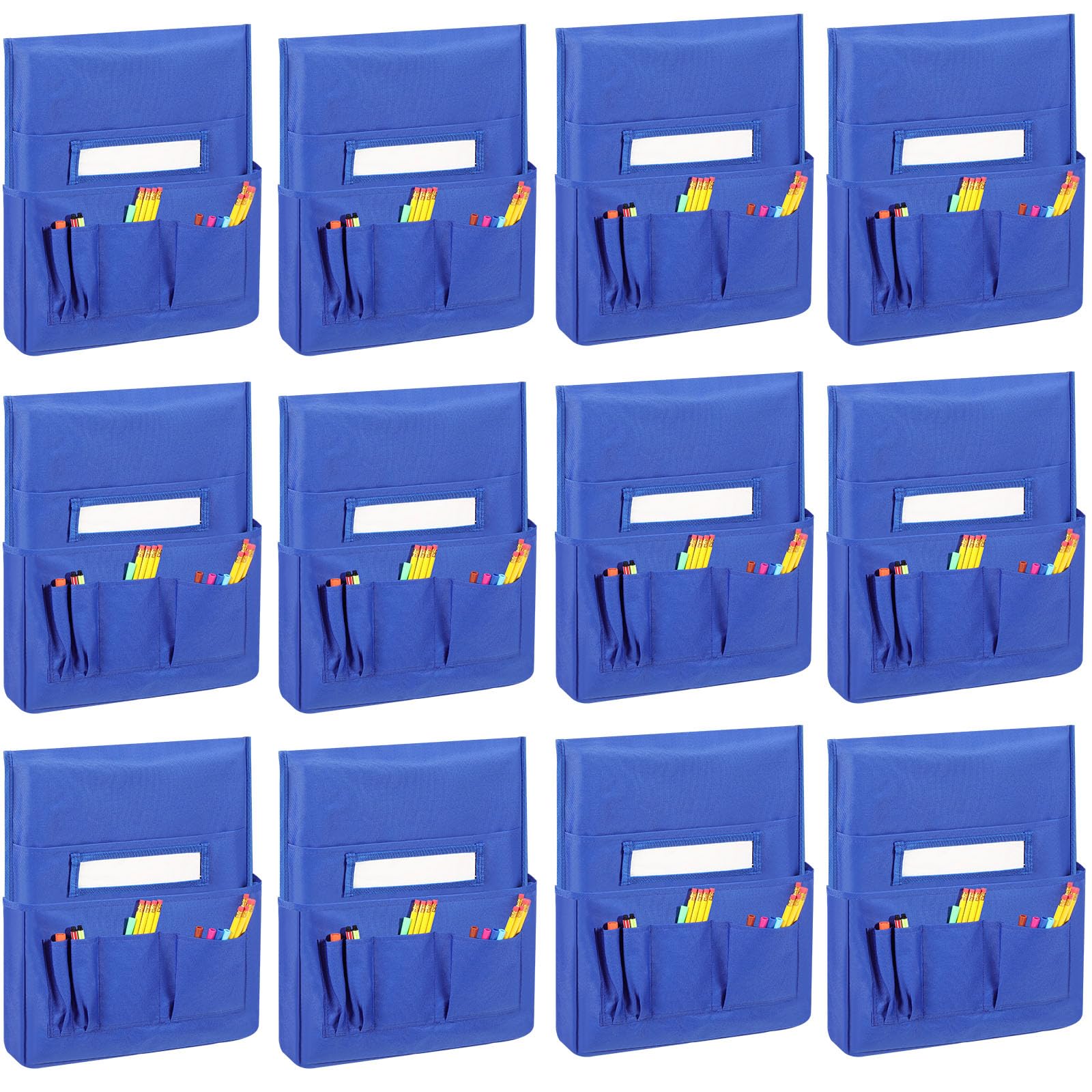 Tisancy 12 Pcs Chair Storage Pockets for Classroom Chairs K-2 Christmas Gifts Bulk 15" x 19" Chairback Pocket Chart School Seat Back Organizer Bag