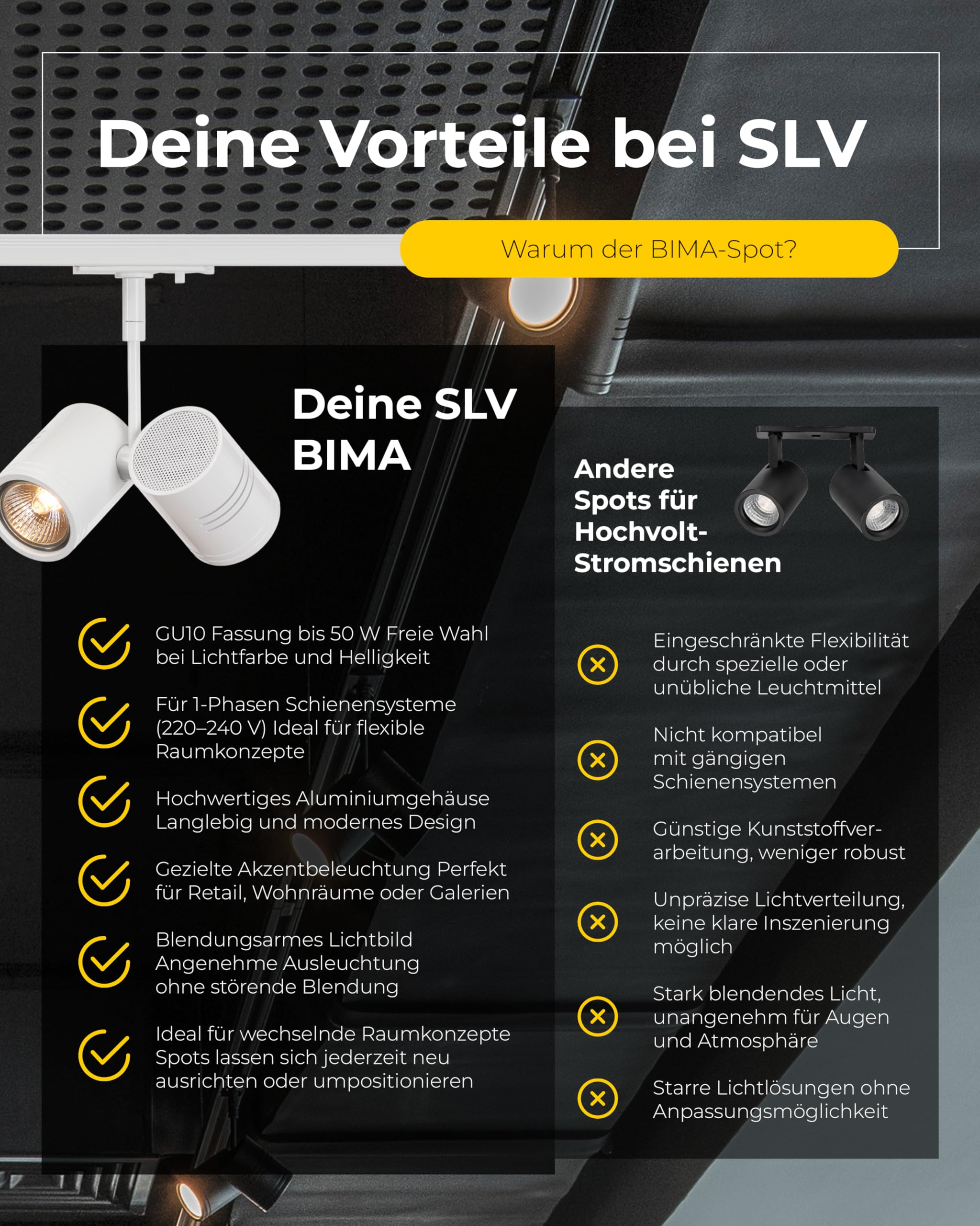 SLV BIMA | LED Strahler 1-Phasen, Dreh- und schwenkbarer Schienen-Strahler, Deckenstrahler, Deckenleuchte, Schienensystem, Innenleuchte | 2xGU10, inkl. 1Phasen-Adapter, Weiß
