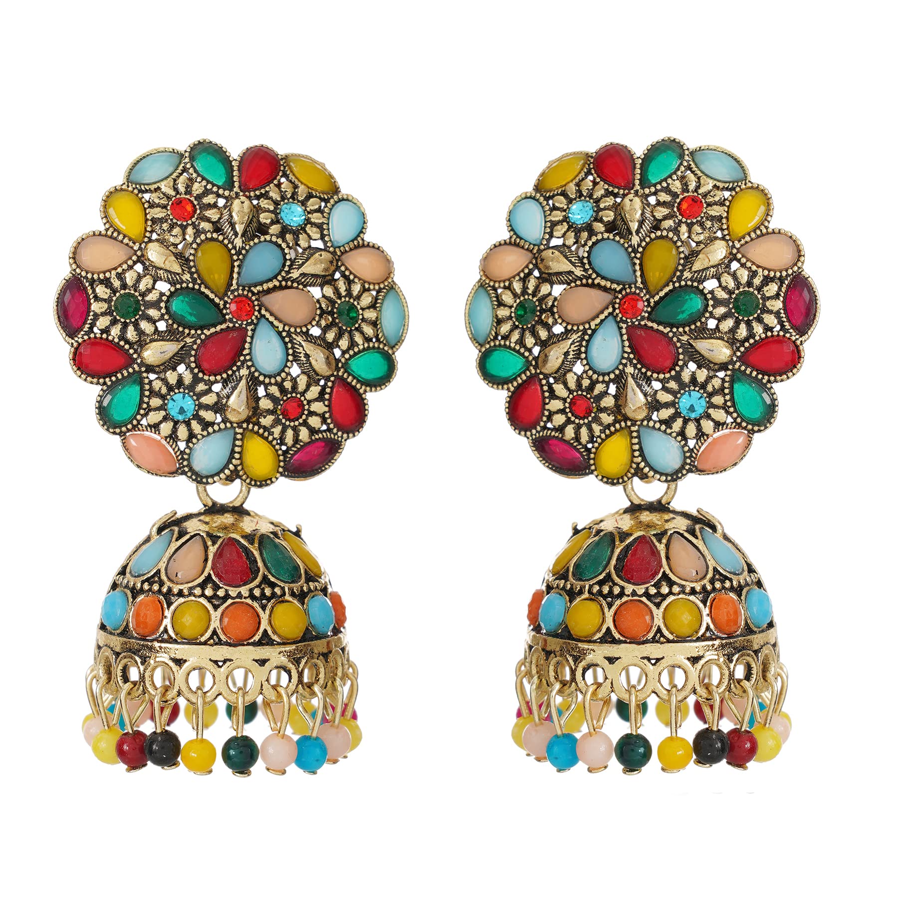 Hana Creations ™ Earrings for Women girls Ladies Gold Traditional Wedding South Indian Pearl Moti Stone Jhumki Jhumka (MULTI) (B0BSR44GMH) Amazon Price History, Amazon Price Tracker