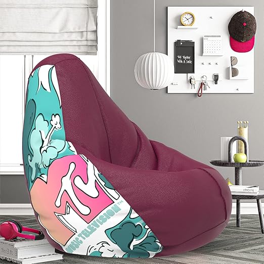 ComfyBean Bag with Beans Filled XXXL- Official: MTV Bean Bags – for Young Adults – Max User Height : 5-5.8 Ft.-Weight : 60-70 Kgs(Model: MTV_ARTWORK-12 – Maroon) at Rs. 1221