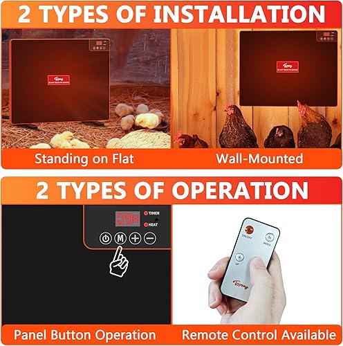 Miniatura 6 de Toozey Calentador de gallinero, calentador de pollo de calor radiante con temperatura ajustable y temporizador de ciclo, calentador rápido de 200