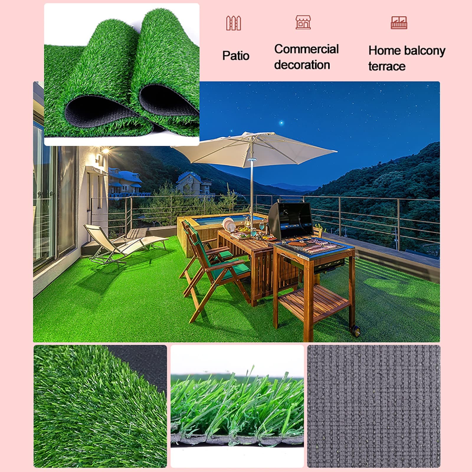 Tappeto in erba artificiale, tappeto sintetico per interni ed esterni, ideale per addestramento di animali domestici, patio, parco giochi, giardini e prati
