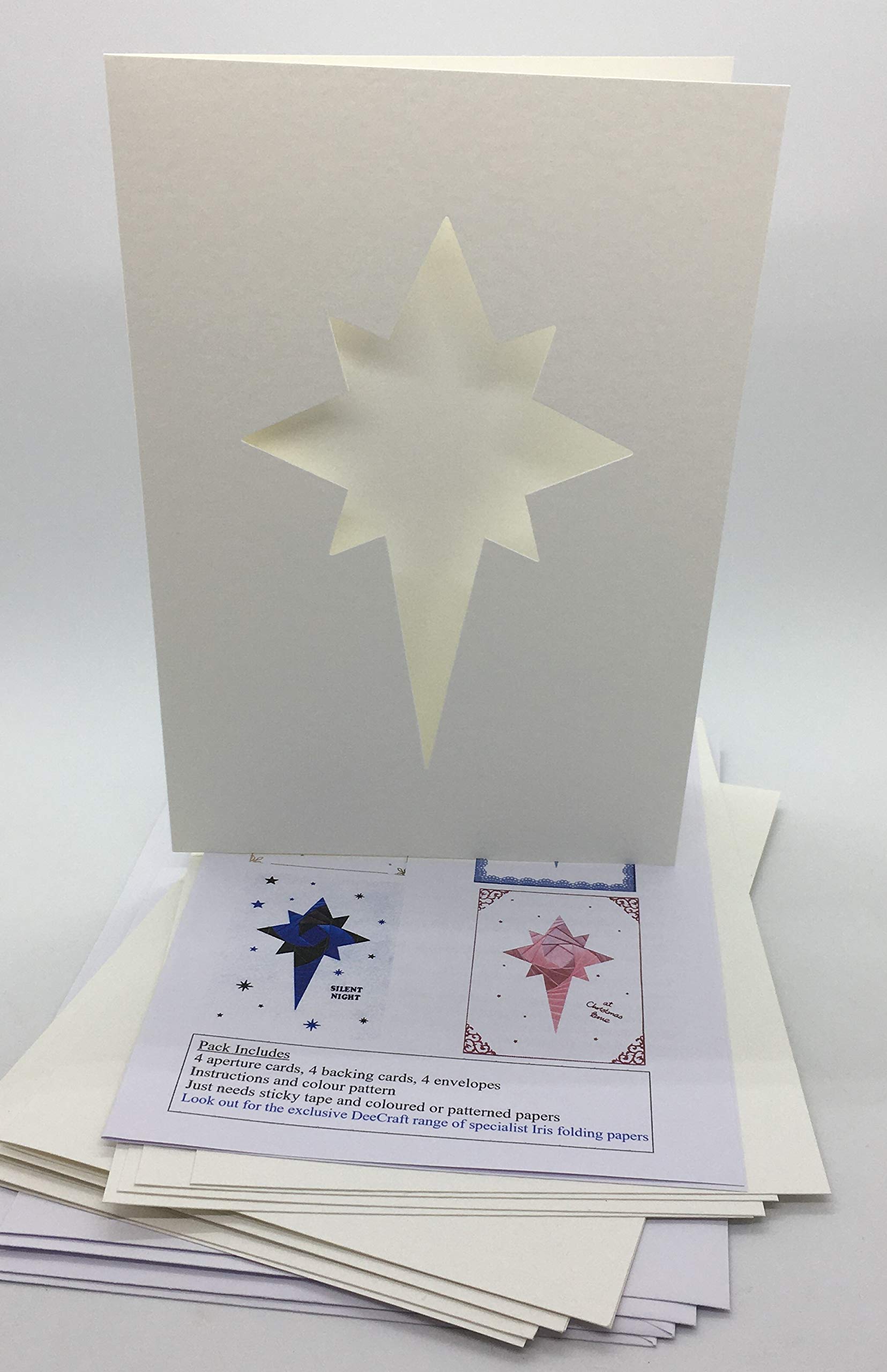 Iris Folding Card Pack Xmas Star C5 Size Makes 4 Cards DeeCraft