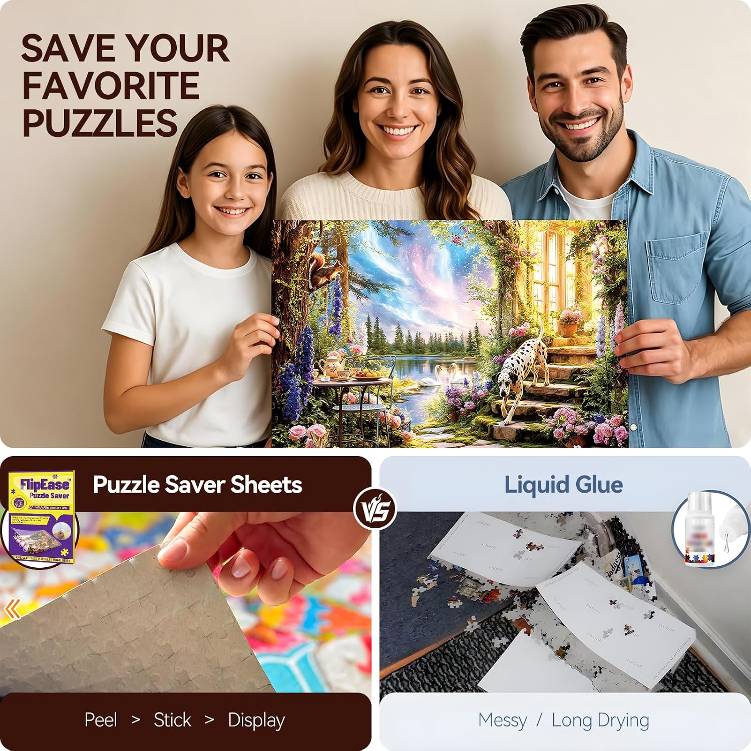 Peel & Stick Puzzle Saver Sheets, 9 Adhesive Sheets & 4 Flip Assist Papers | Peel & Stick Puzzle Saver Sheets with 9 Adhesive Sheets for Easy Puzzle Preservation