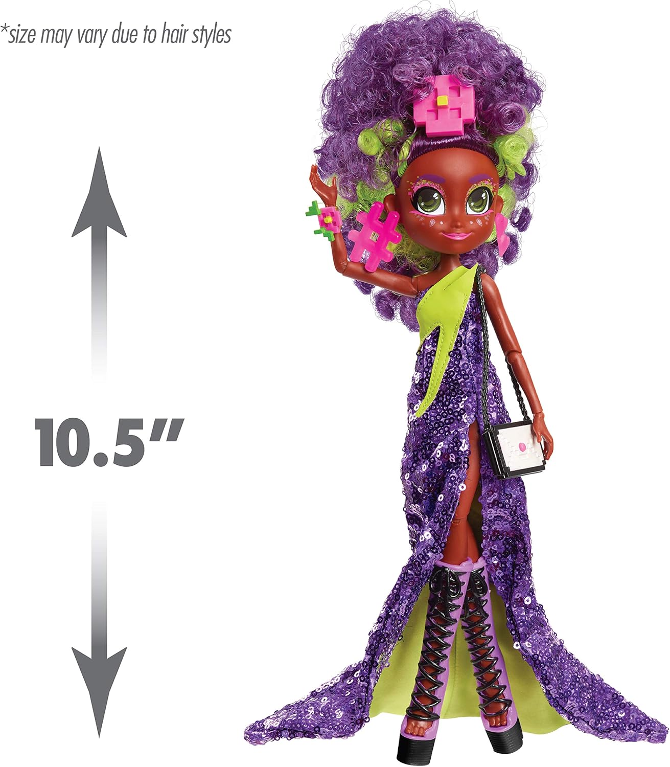 Hairdorables Hairmazing Prom Perfect Fashion Dolls, Kayli, Black and Purple Hair, Kids Toys for Ages 3 Up by Just Play