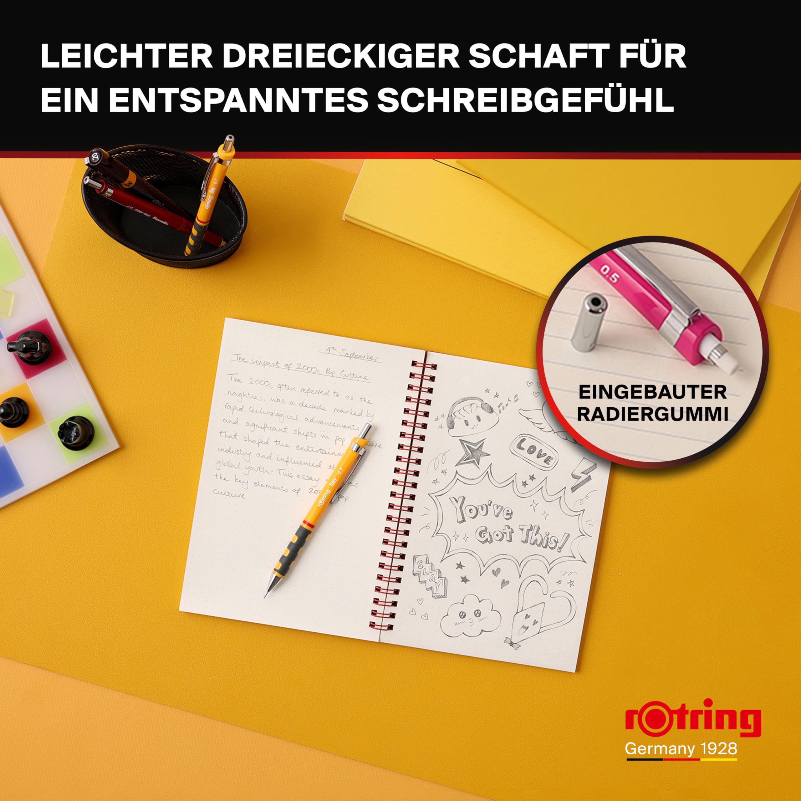 rOtring Tikky Druckbleistift | HB 0,7 mm | Schaft in Iris (Blau) | Leicht mit gummierter Griffzone | 12 Stück