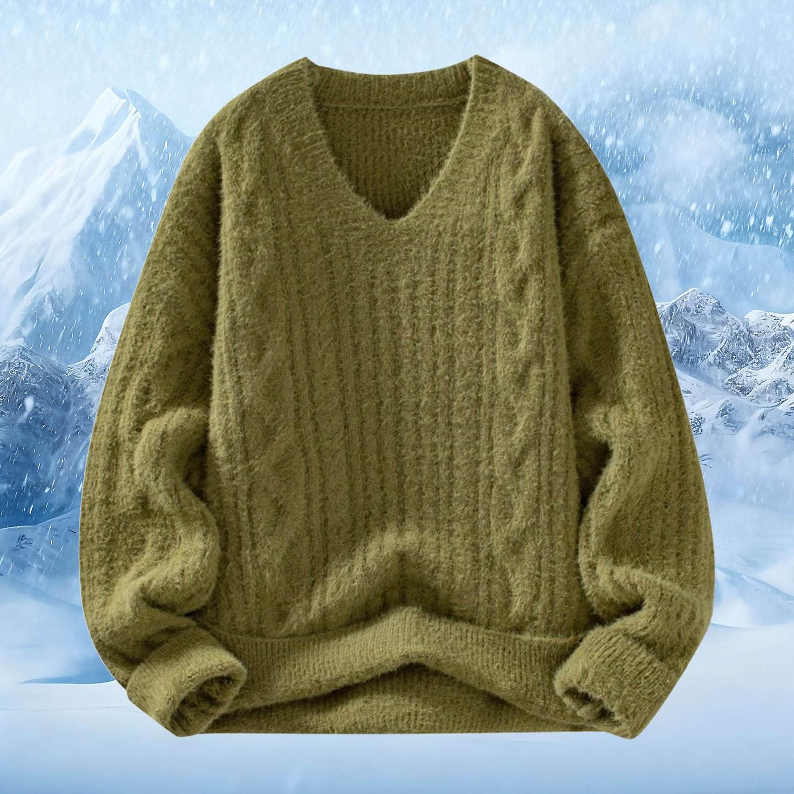 Jersey para hombre, cuello de pico, ligero, manga larga, elegante, jersey de punto, básico, suelto, grueso, de invierno, suéter de ocio, suéter de trabajo