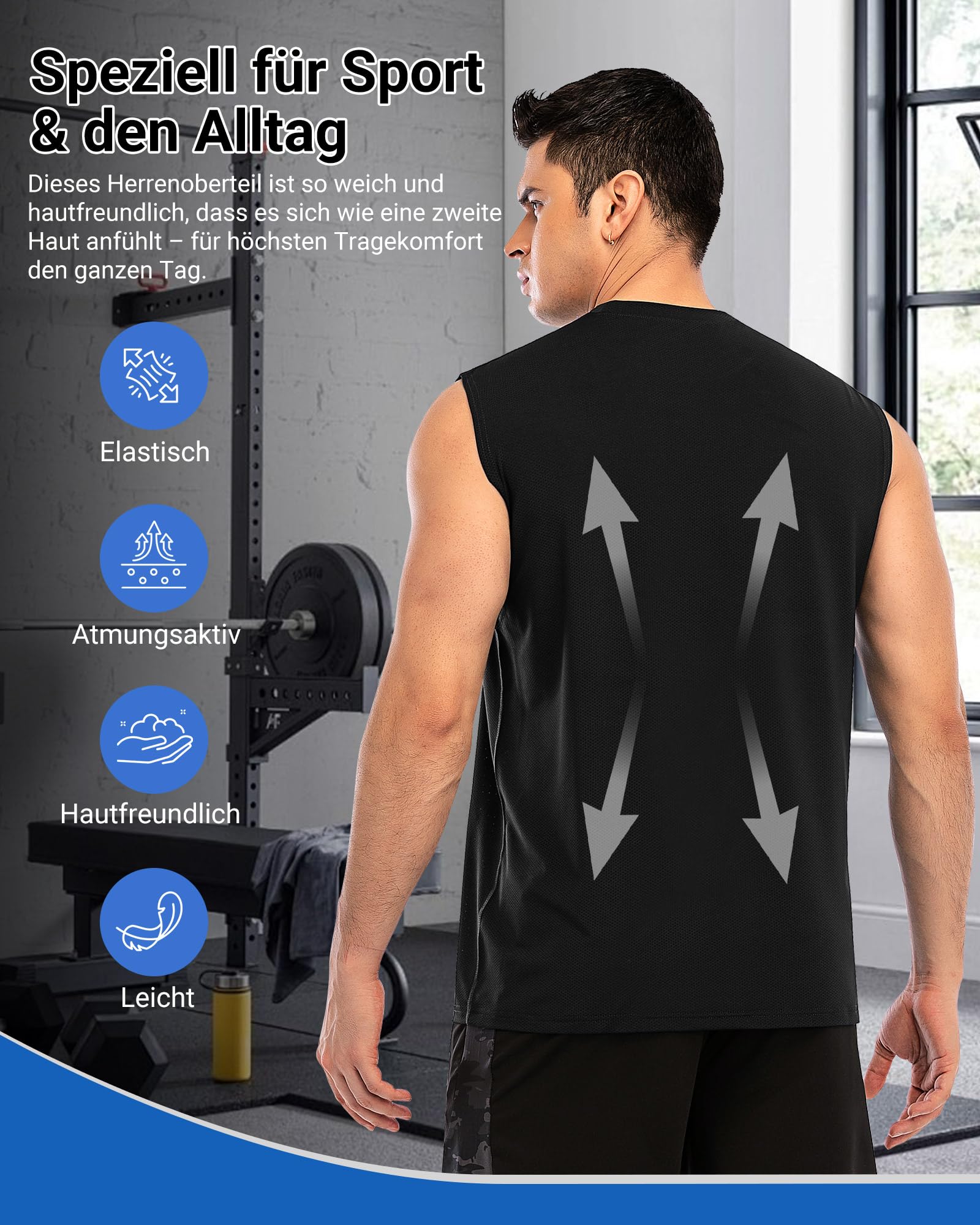 MEETYOO Camiseta Sin Mangas Hombre Transpirable Secado Rápido Gym