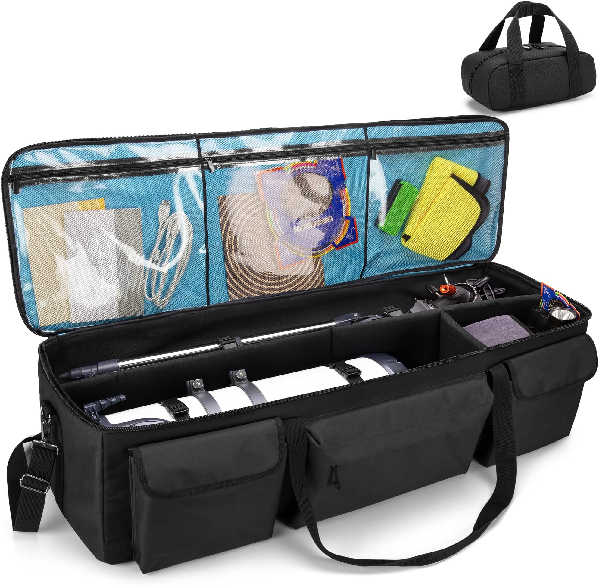 Large Telescope Travel Bag, 40.8" Telescope Soft Case Bonus Accessory Bag & Dividers, Astronomical Telescope Carry Bag with Optical Tube & Tripod Buckles, Compatible with Celestron Telescope