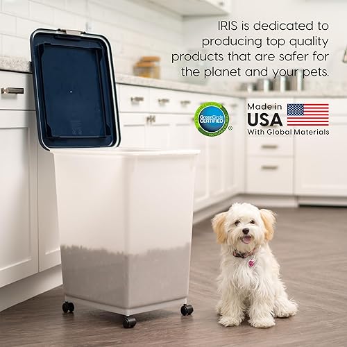 Vista 76 de IRIS USA - Recipiente hermético de 25 libras/33 cuartos de galón. IRIS USA WeatherPro - Contenedor hermético para alimentos para mascotas, con Negro