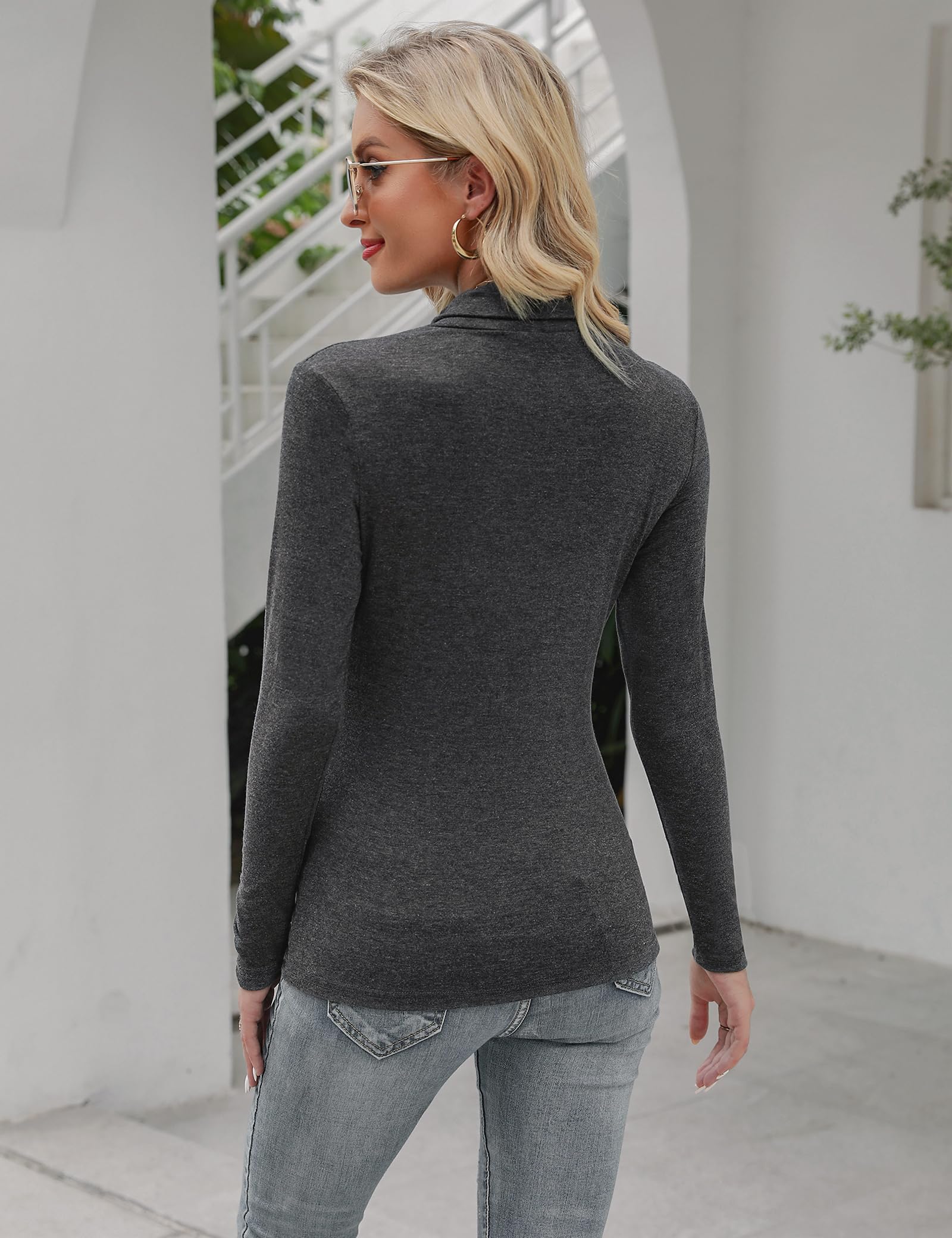 Aottori Maglia Donna Collo Alto Dolcevita Manica Lunga Lupetto Leggero Aderente Basic Top Elegante Intimo Traspirante Sottogiacca Elasticizzato Primavera Autunno