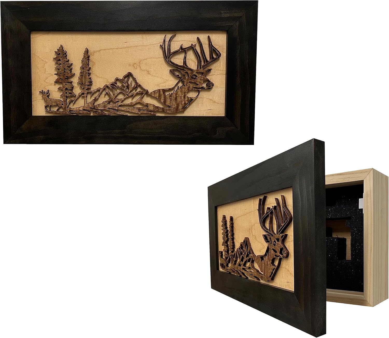 Bellewood Designs Hidden Gun Storage Cabinet with Deer Scene - Wall-Mounted Gun Safe to Securely Store Your Firearm