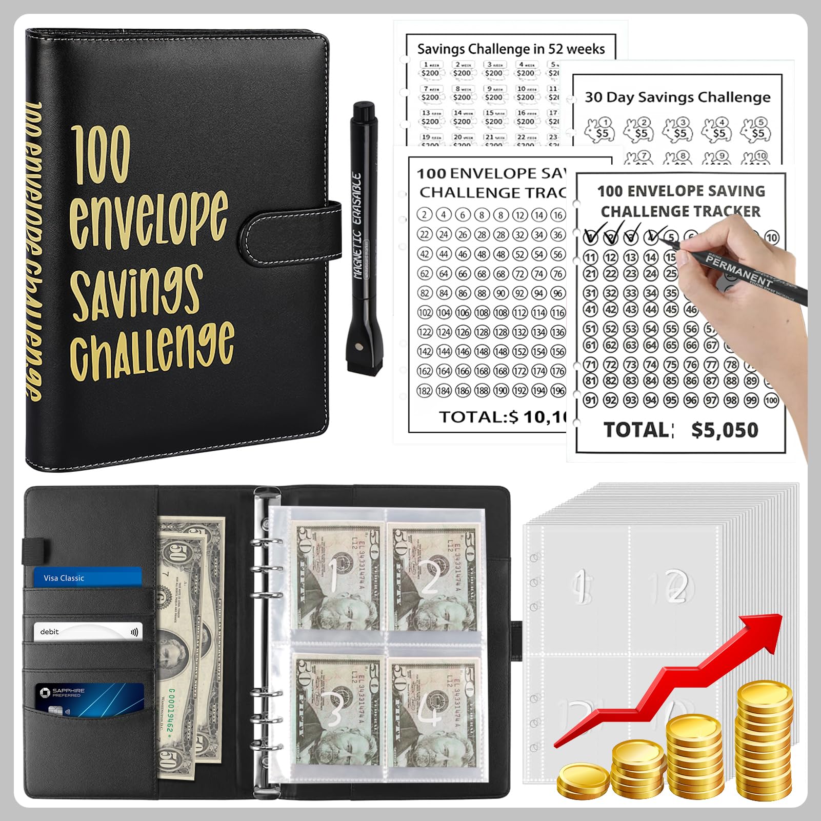 Amazon.com : YOPCDJ 100 Envelopes Money Savings Challenges Book