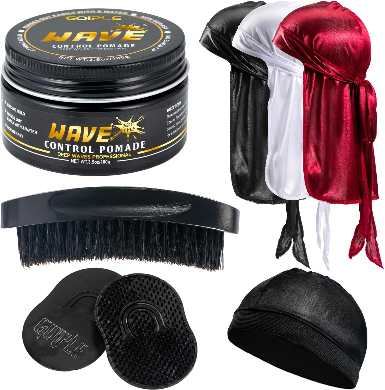 8Pcs Wolfing Kit Wave Butter Cream for Natural Waves, Moisture & Silky Shine with Shea Butter & Beeswax