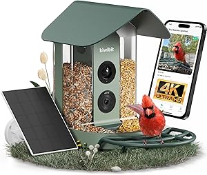 Beako™ Smart Bird Feeder with 4K Camera Solar Powered for Outdoors - Ultra HD Live Stream, Enhanced AI Identification 10,000+ Bird Species, Real-Time Motion Detection, Easy Setup & Refilling asin的图片