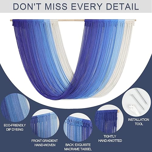 Miniatura 8 de EISKBC macramé para colgar en la pared decoración de pared de macramé bohemio grande tapiz de hilo de borla arte de pared moderno para dormitorio