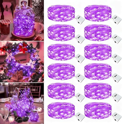 Miniatura 33 de Paquete de 6 Luces de Hadas a Pilas - 7 pies 20 Luces LED Parpadeantes 3 Modos, Mini Luces de Cadena a Granel Impermeables para Frascos Mason Blanco