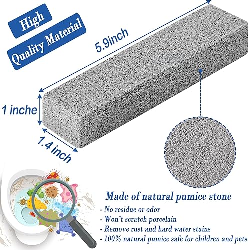Miniatura 2 de Paquete de 6 piedras pómez para limpieza de inodoros, potente limpiador para anillos de agua dura, acumulación de calcio y manchas, ideal para