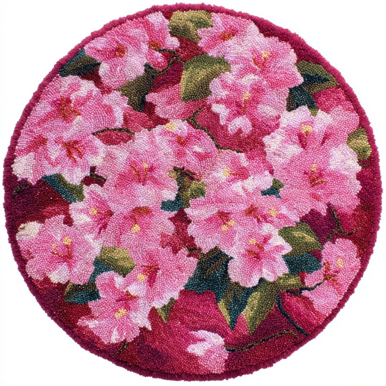 Kitquiver Q Latch Hook Carpet Kits Pink Plum Blossoms 60X60cm