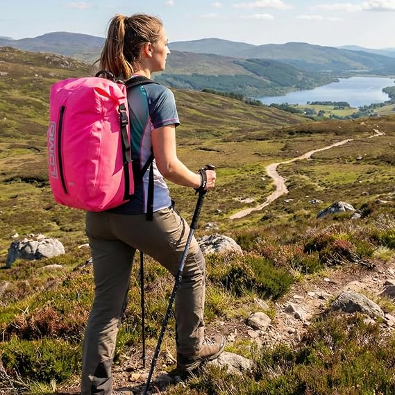 Lomo Dry Bag Daysack 30L - Pink Waterproof Rucksack Roll Down