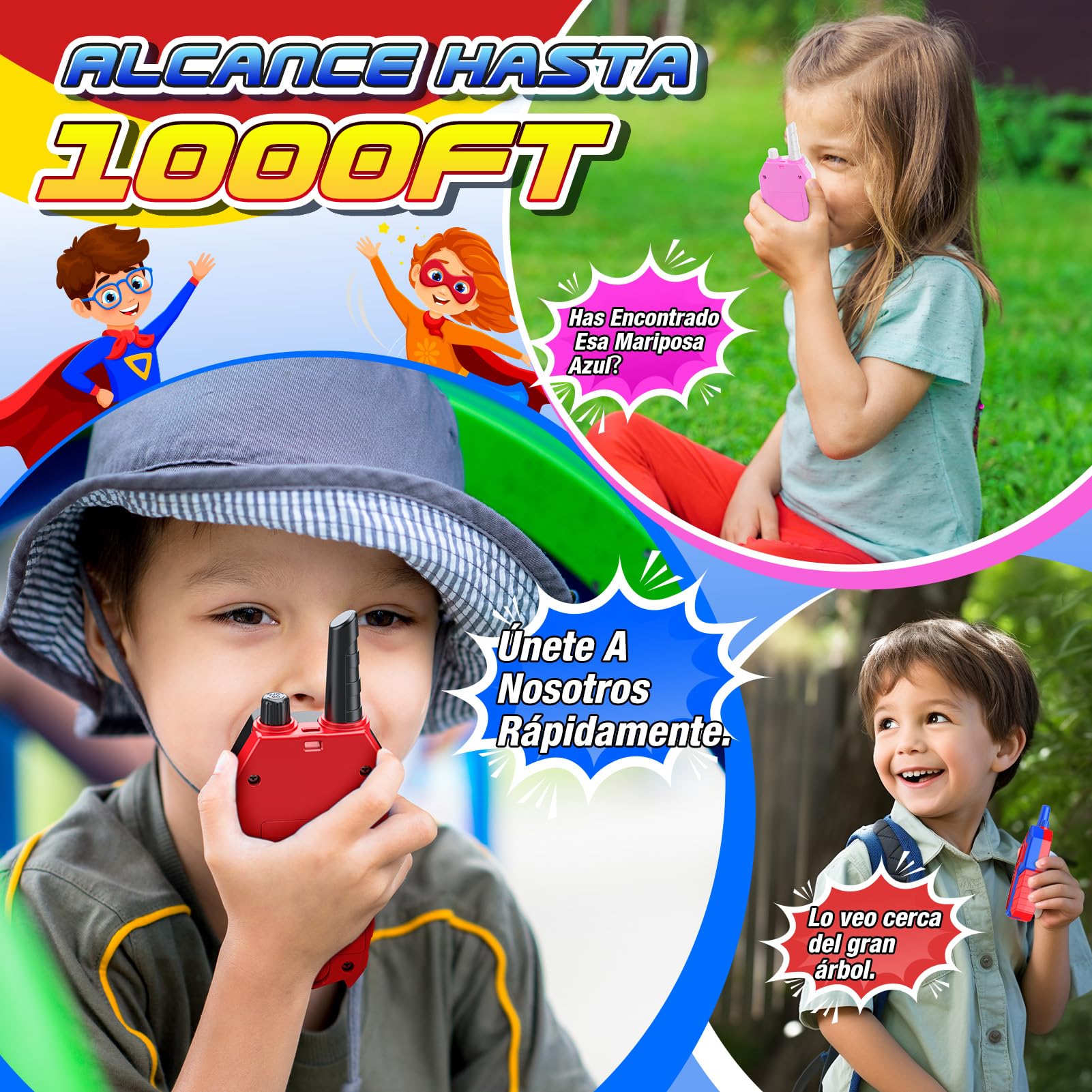 Juguetes Niños 3 4 5 6 7 8 9 10 Años, Walkie Talkie Niños Regalo Niño 3-10 Años Walkie Talkie Juegos Exterior Niños Regalos Cumpleaños Niños Juguetes para Niños de 3-10 Años
