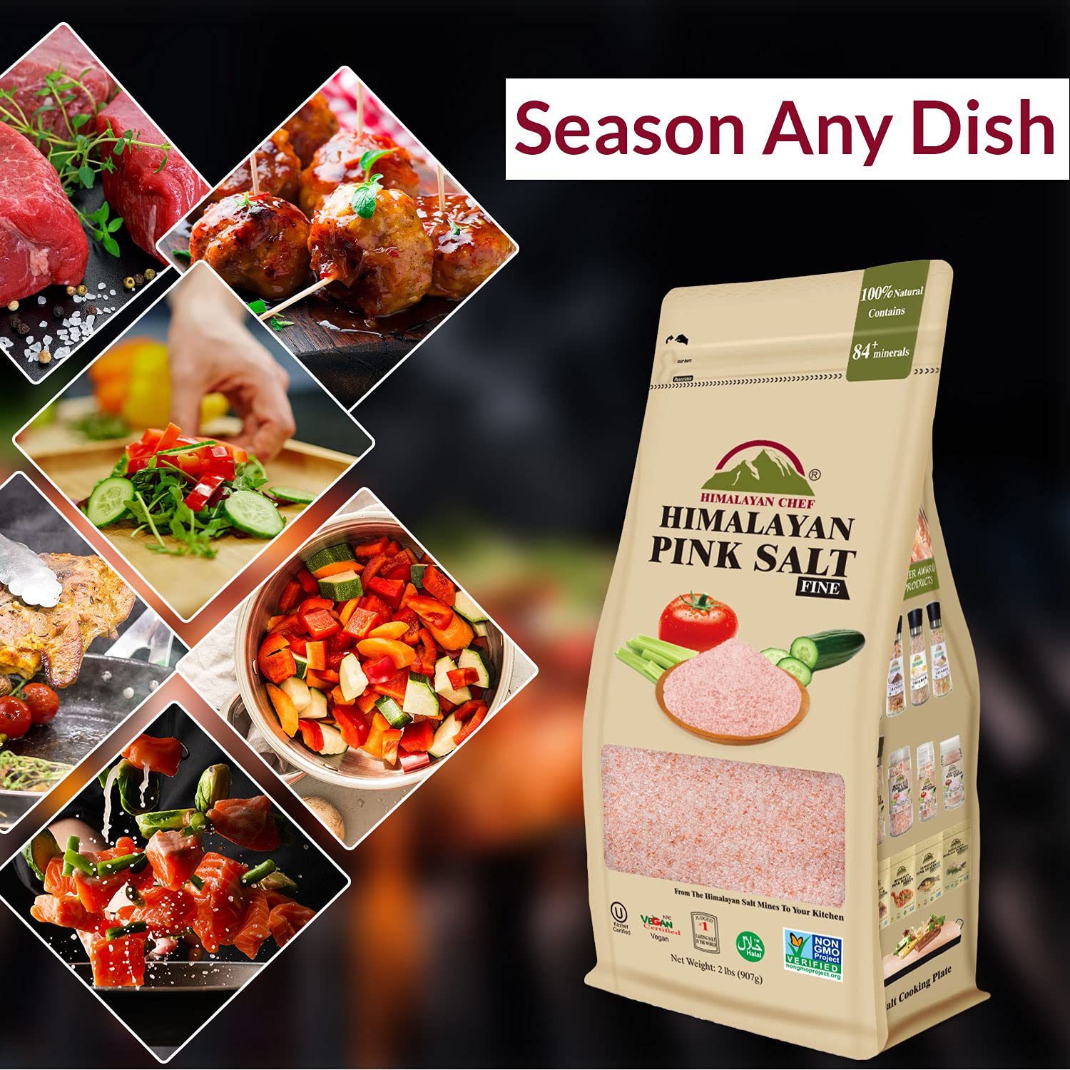 Himalayan Chef Pink Himalayan Salt, Fine Grain - 2 lbs Bag : Everything Else