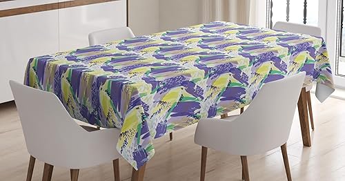 Miniatura 4 de Ambesonne Abstract Tablecloth, Brushstroke Pastel Colors Retro Hipster Funky Modern Demonstration, Rectangular Table Cover for Dining Room Kitchen