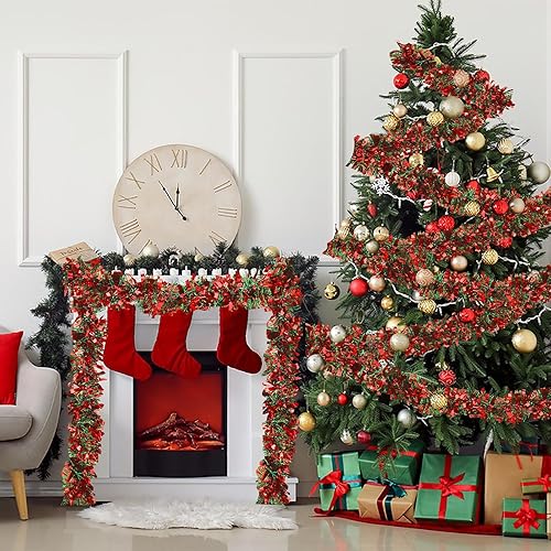 Miniatura 5 de Guirnalda metálica de oropel de 59 pies para árbol de Navidad, guirnalda metálica para árbol de Navidad, decoración de guirnalda de Navidad para