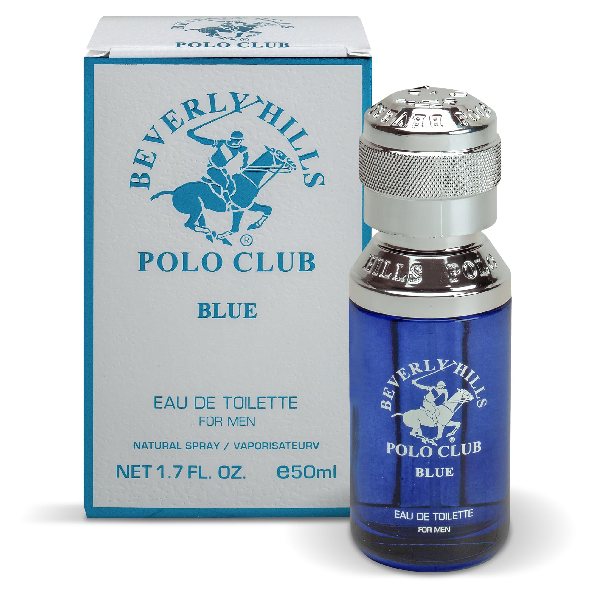 Beverly Hills Polo Club Blue for Men Eau de Toilette - Fresh Aquatic Scent, Long-Lasting Fragrance, 1.7 Fl Oz