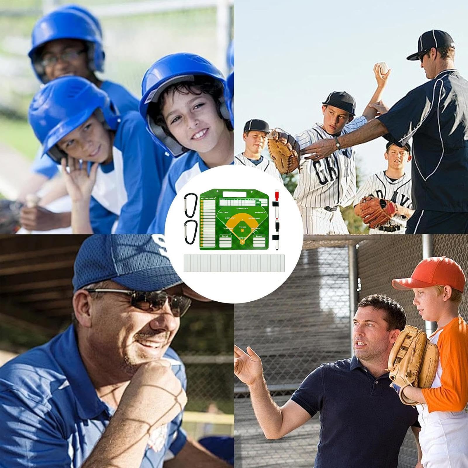 Schede - Lavagna magnetica cancellabile a secco, robusta bacheca da baseball, carte da baseball riutilizzabili per giochi di baseball, allenatori