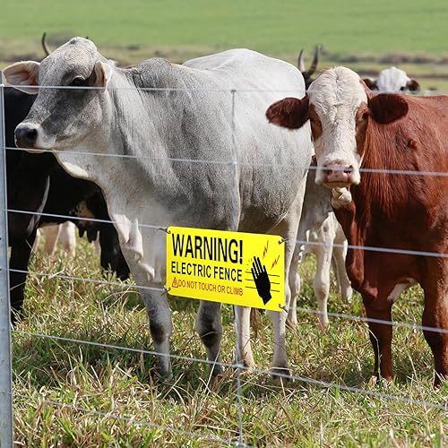 Miniatura 5 de Blulu Señales de advertencia de valla eléctrica de metal de 10 x 4 pulgadas, reflectantes, de aluminio, para valla eléctrica, señal de seguridad de