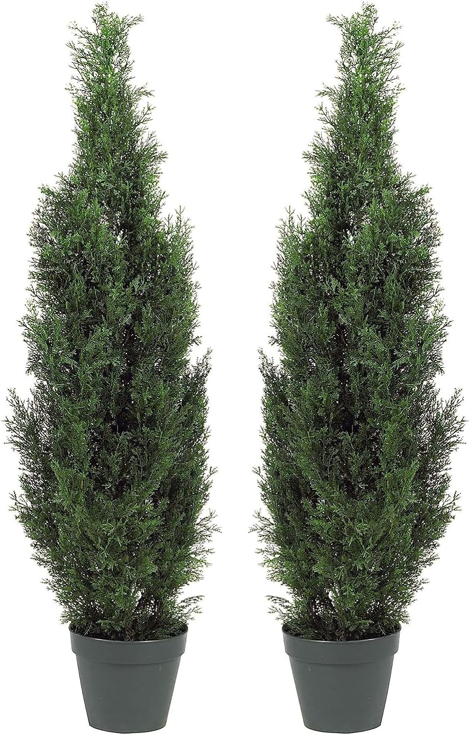 Two Pre-Potted 4' Artificial Cedar Topiary Outdoor Indoor Tree