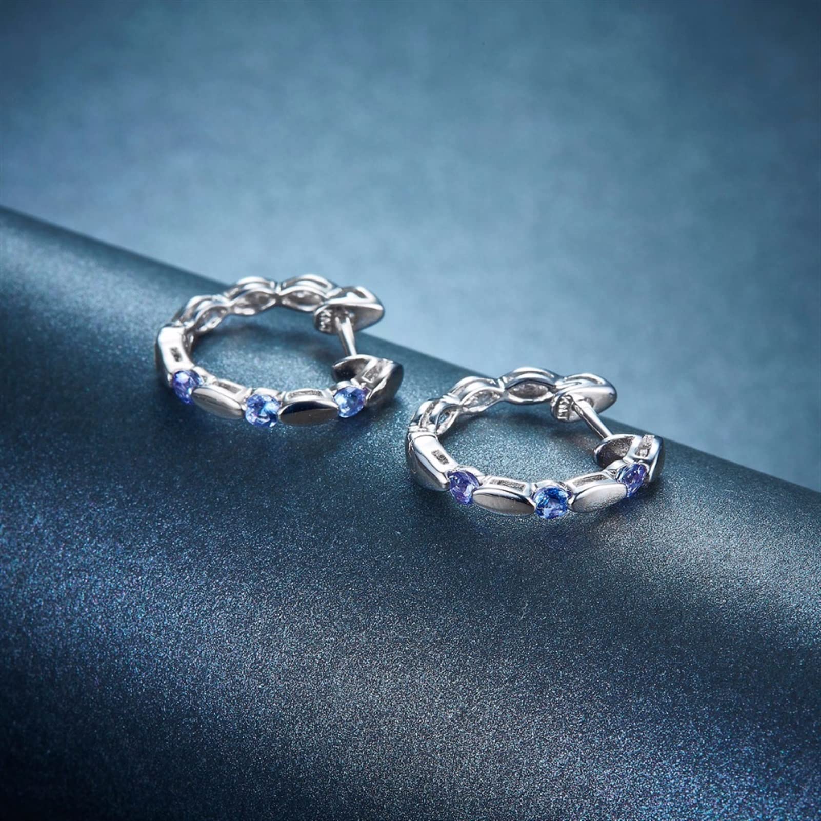 Personalisierte Ohrringe,Modeschmuck,Tansanit-Damen-Ohrstecker,Massives 925Er-Sterlingsilber,Lila Edelstein,Glänzend,Elegante Anhänger-Ohrringe