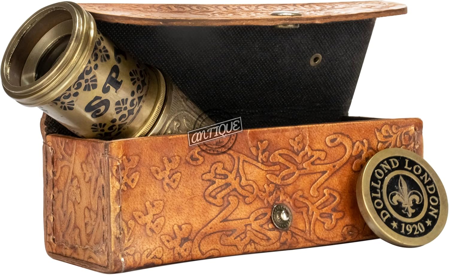 Brass Nautical Telescope with Leather Case, Sailor Pirate Vintage Spyglass, Gift for Collectors, to Son from Mom Dad, Beginner Educational Scope