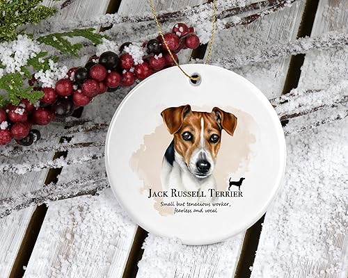 Miniatura 2 de Jack Russell Terrier - Adorno de perro Jack Russell Terrier – Adorno de Navidad – Adorno de cerámica para él, su esposa marido impreso en ambos lados