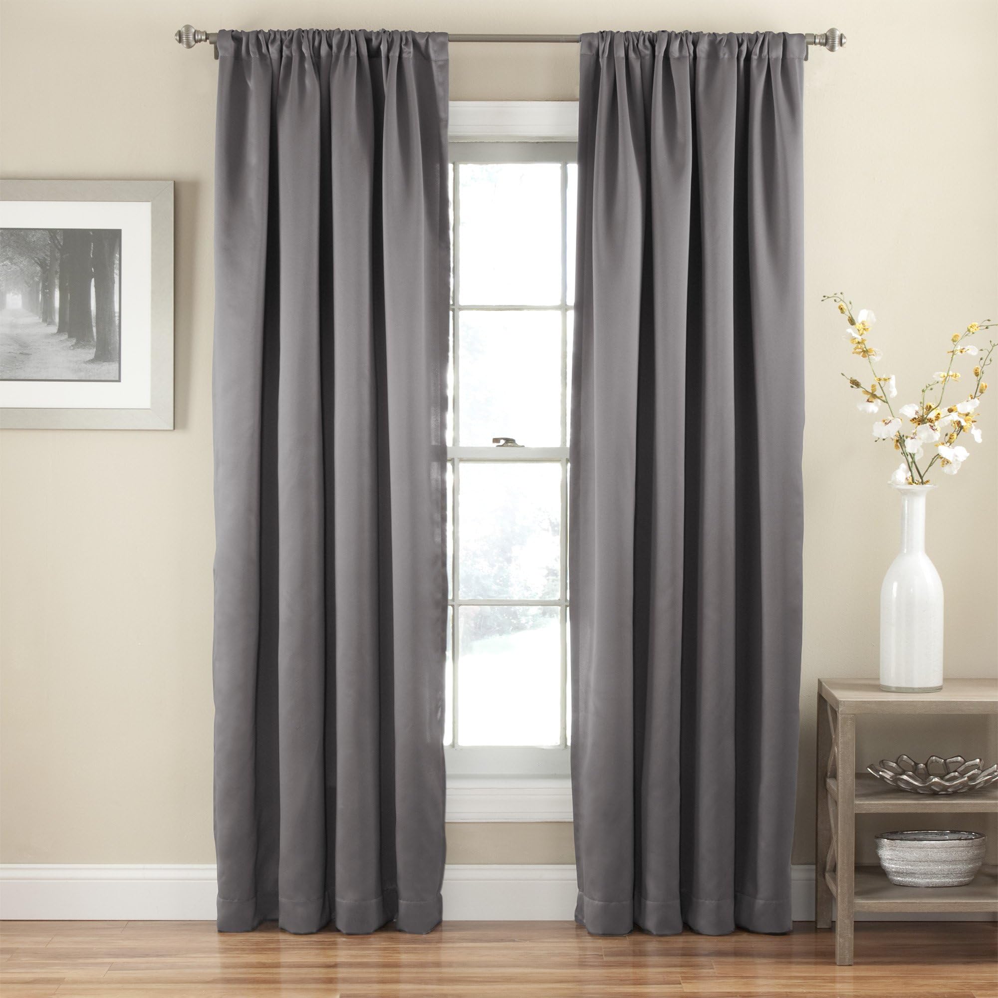 EclipseTricia Thermal Insulated Single Panel -Rod Pocket Light Blocking Curtains for Living Room, 52" x 95", Grey