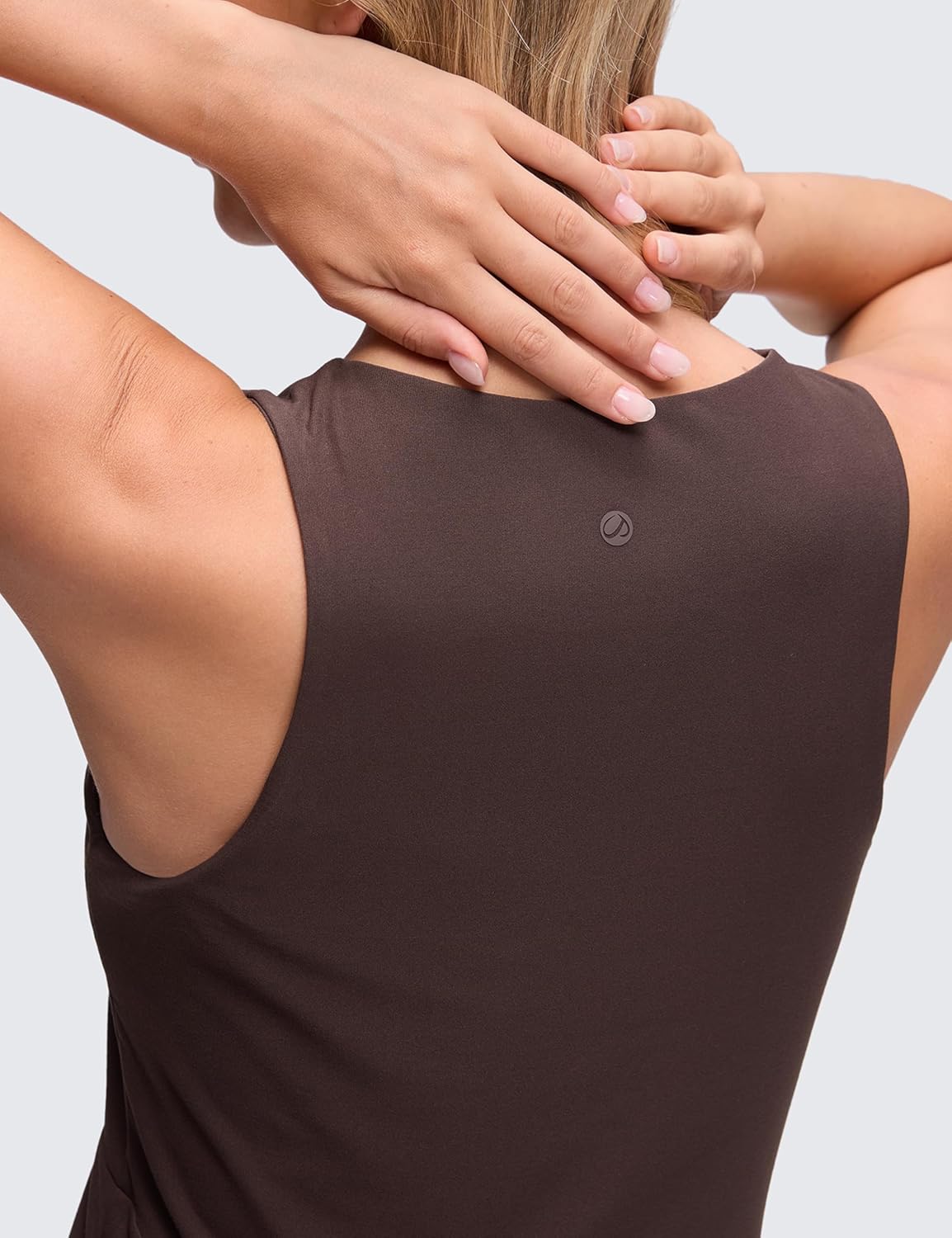 CRZ YOGA Cloudweight Double Layer Midi Dress for Women - Crewneck Flowy Tank Top Sleeveless Outfits for Casual Travel