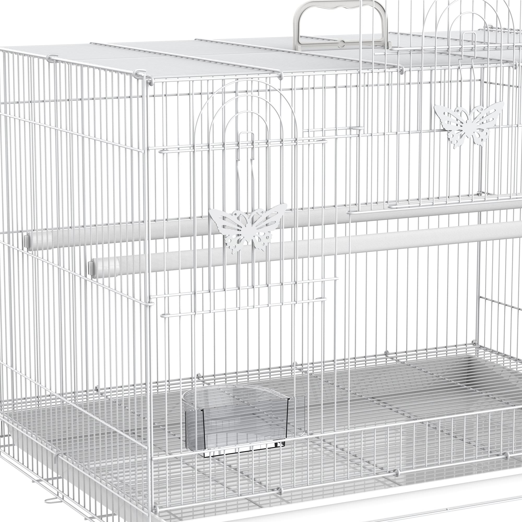 PawHut Jaula Pajaros 60x41x41cm Pajarera Pajaro Loros Canarios Cotorras Hierro Blanco