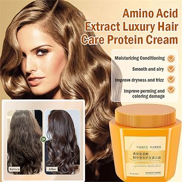 Hair Protein Cream, Amino Acid Essence Luxury Nourishing Hair Protein cream,Collagen Hair Mask, 500ml Repairing Essence Hair Mask,hair Repair Cream for Dry Damaged Hair (2PCS)