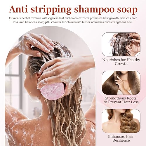 Miniatura 6 de Juego de 2 barras de champú nutritivo para cabello seco y dañado, vegano, libre de crueldad, sin sulfatos, extracto de cebolla, mantequilla de