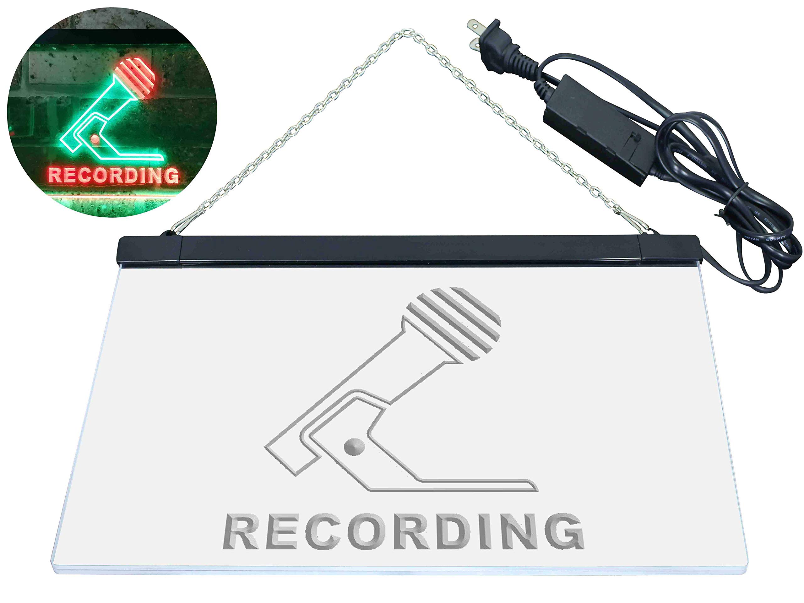 ADVPRO Recording Studio On Air Illuminated Dual Color LED Enseigne Lumineuse Neon Sign Vert et Rouge 400 x 300mm st6s43-i0799-gr