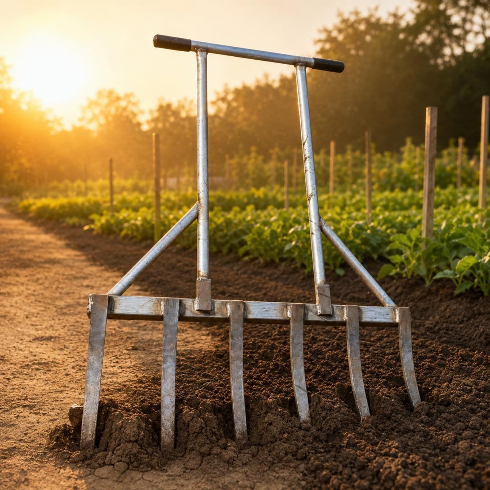 Homyl Forcone Manuale a 6 Denti Forcone Scavo Giardinaggio Attrezzo Campagna in Testa Larga E Manici a Tubo con Impugnature Antiscivolo Adatto per Orto Campo Giardino Domestico