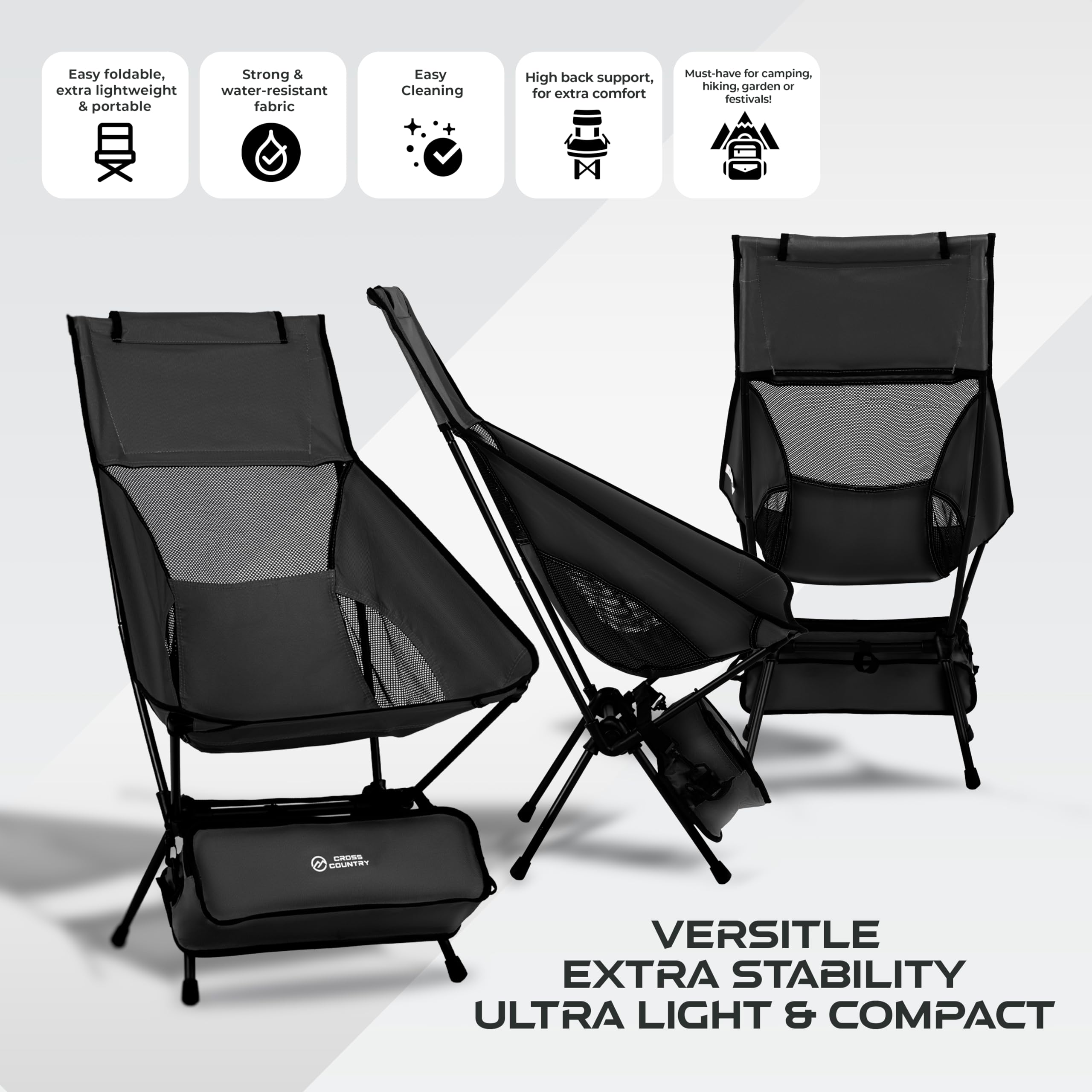 CROSS COUNTRY Lightweight Portable & Collapsible Outdoor Chair - Image 2