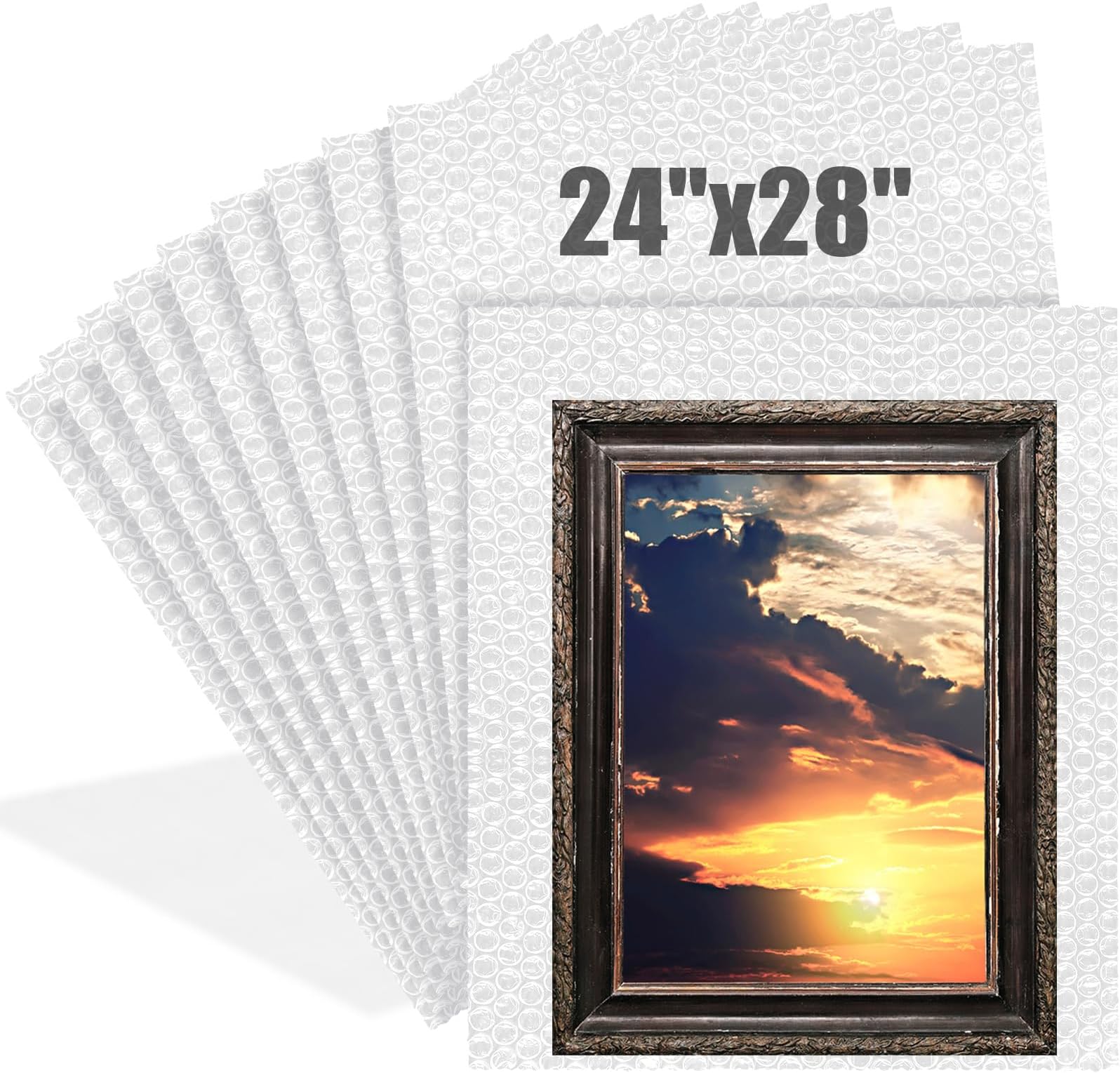 Dunzoom 10 Pack 24 * 28 Inch Extra Large Bubble Pouches Clear Bubble Pouch Wrap Bags for Packing Shockproof Cushioning Wrap Bag for Shipping Moving Fragile Dishes China Plates Painting Fragile Items