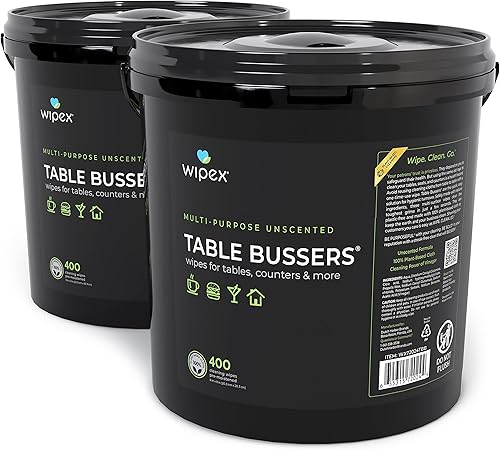 Wipex Table Bussers - Toallitas de limpieza naturales - Vinagre de limpieza de múltiples superficies infundido en toallitas desinfectantes a base de