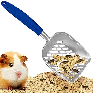 SunGrow Cat Litter Scoop, Steel Pet Poop Shovel with Rubber Handle, Blue Color with Convenient Hanging Hole, Keeps Litter-Box Neat and Odorless, Great for Siamese, Calico, Maine Coon and Tabby Cats