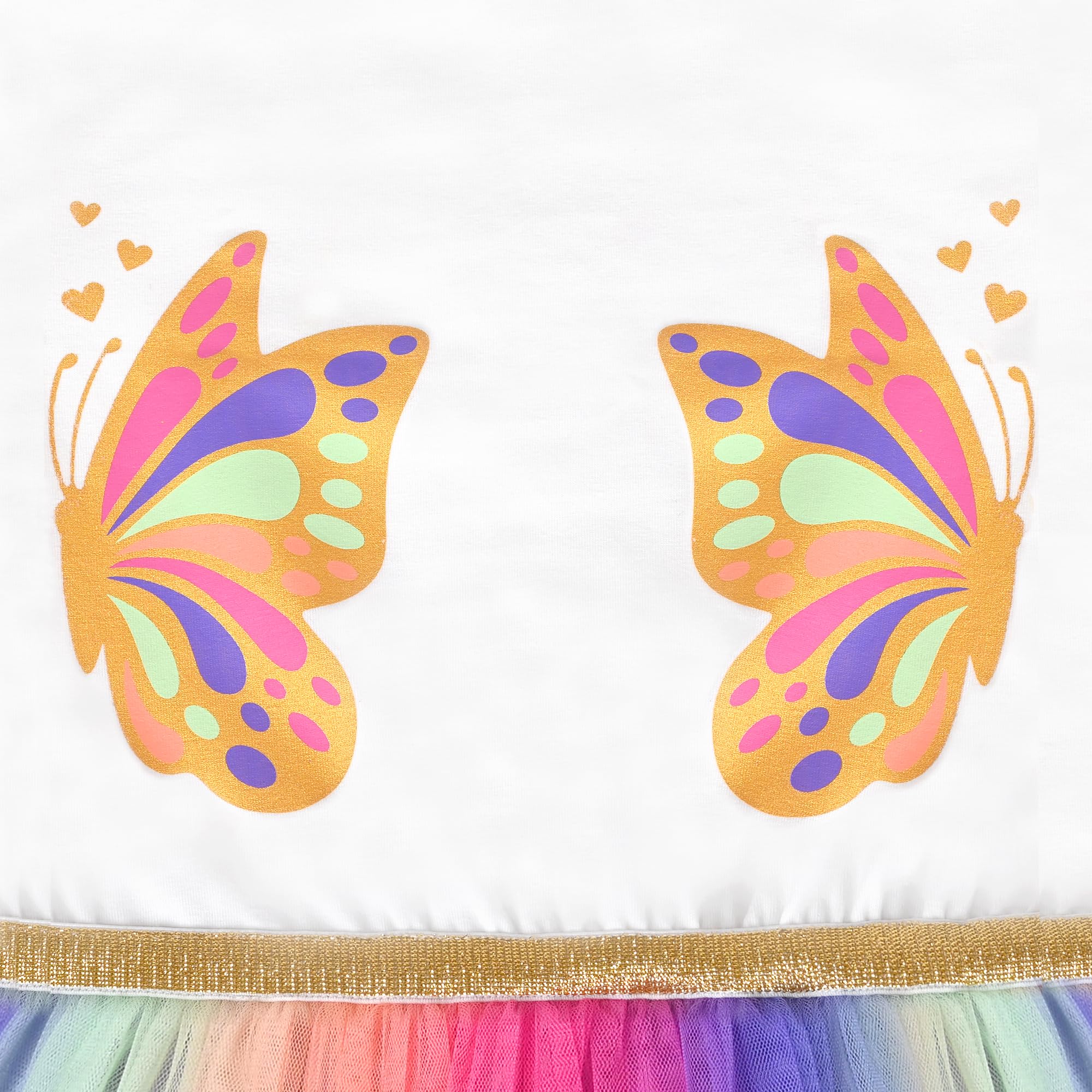 Robe Fille Jupe en Tulle Arc-en-ciel Manches Courtes Anniversaire Fête